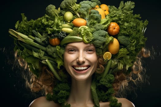 Cheerful Smiling vegan. Happy smile adult. Generate Ai