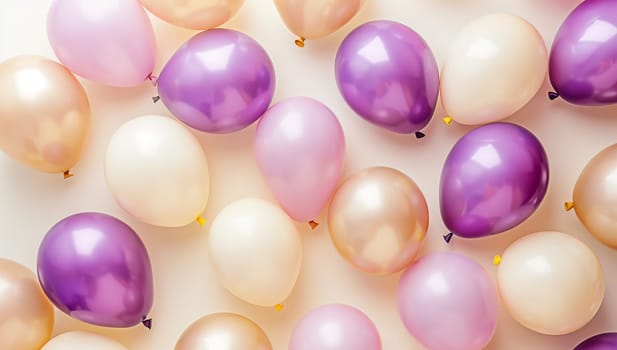 A colorful array of pink and purple balloons on a natural white background, showcasing creativity and vibrancy. Perfect for events, decorations, or artistic projects