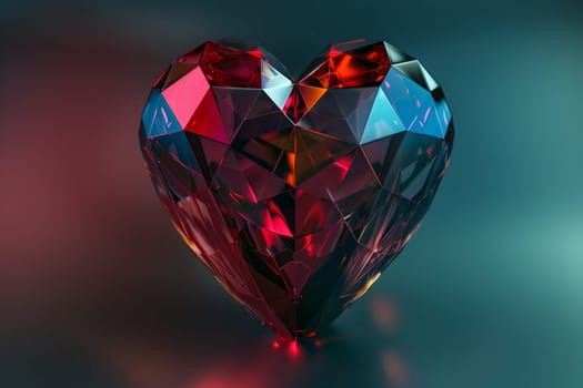 a close up of a heart shaped diamond on a table . High quality