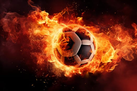 Scorching Soccer ball fire flame. Power goal. Generate Ai