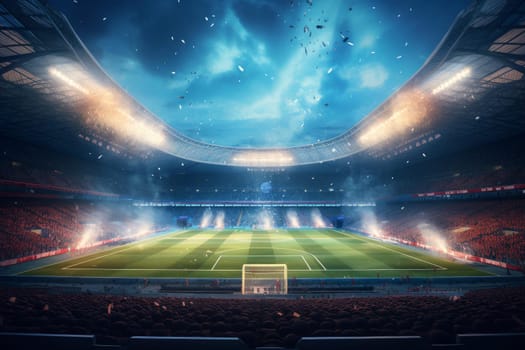 Vast Soccer match stadium. Court grass. Generate Ai