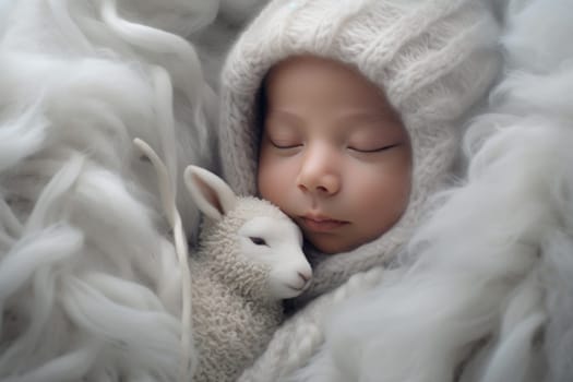 Pastel Soft baby room. Sweet infancy interior. Generate Ai