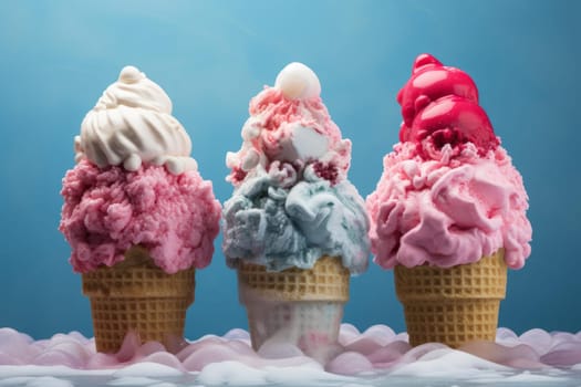 Delicious Soft ice creams. Waffle swirl object. Generate Ai