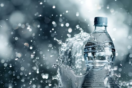 Water from a plastic bottle splashes into a glass, creating a refreshing and satisfying sound as the liquid fills the drinkware