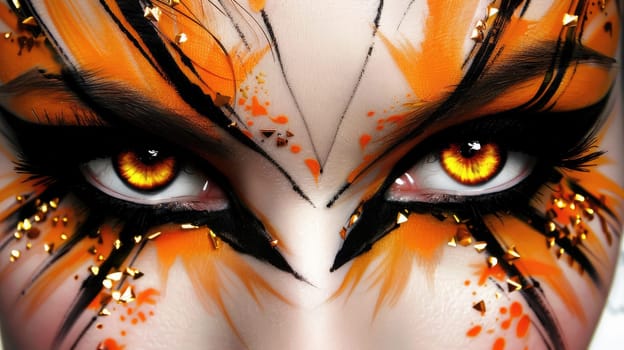 Professional make-up for a magical fantasy style. Makeup for filming or cosplay parties AI