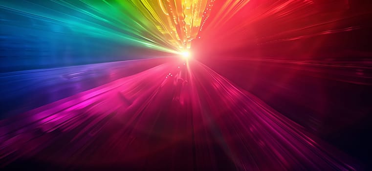 it looks like a rainbow of lights coming out of the sky . High quality