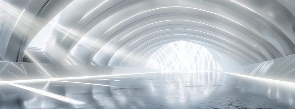 a futuristic tunnel with a light coming out of the end of it . High quality
