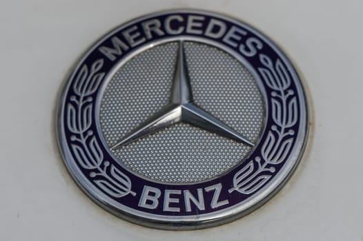 Gaziveren Cyprus 10.03.2024 - Mercedes logo on the hood of the car