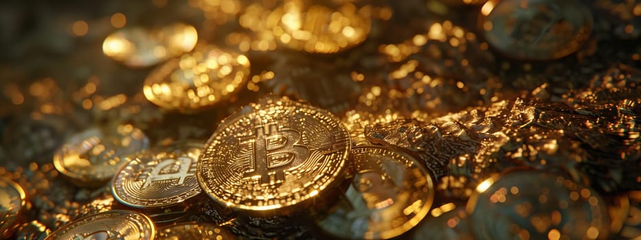 A stack of gold coins arranged like a honeycomb pattern on a table, resembling the natural material of a terrestrial plant, captured in macro photography