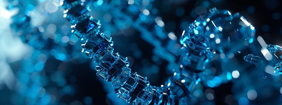 A closeup of an electric blue necklace resembling coral reef patterns underwater. The vibrant color symbolizes marine biology and the beauty of the water world