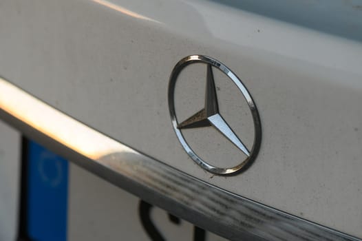 Gaziveren Cyprus 10.03.2024 - Mercedes logo on the hood of the car 3