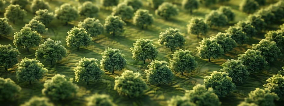 A stunning aerial view of a dense forest teeming with terrestrial plants and towering trees, creating a lush green landscape filled with natural beauty