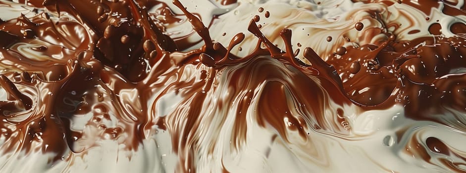 A close up of a chocolate covered white surface resembling a canvas for edible art, with a smooth texture that could be mistaken for fur or wood grain
