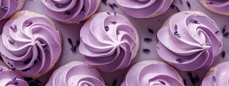 Meringue with lavender close-up. Selective focus. Food.