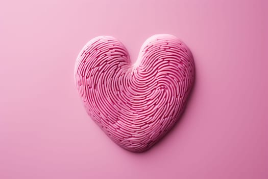 Pink heart with paints texture on a pink background.