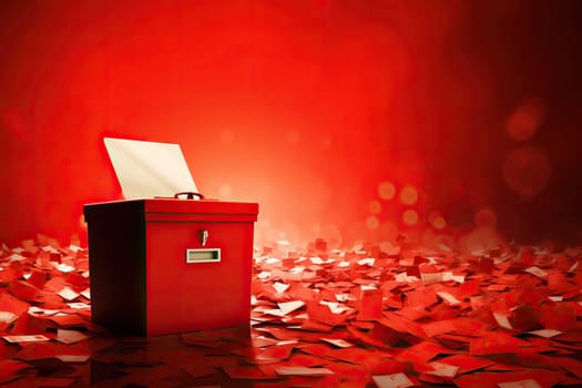 Red box for ballots. Concept of voting, elections, democracy.
