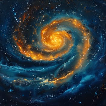 The dynamic swirl of a galaxy, stars drawn in a cosmic dance