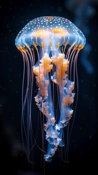 The ghostly glow of a jellyfish deep underwater, a lantern in the dark