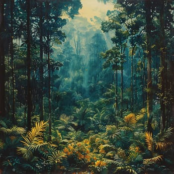 The vibrant life of a rainforest canopy, a tapestry of green