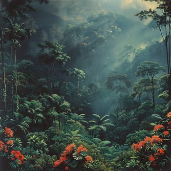 The vibrant life of a rainforest canopy, a tapestry of green