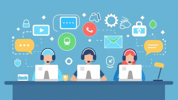 Customer service, Support call center, Hotline operator illustration concept.