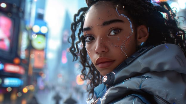 A woman with a hoodie and dreadlocks is looking at the camera