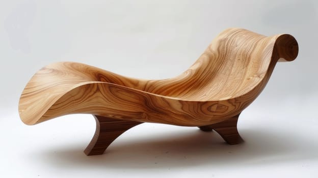 A wooden chair with a curved back and legs
