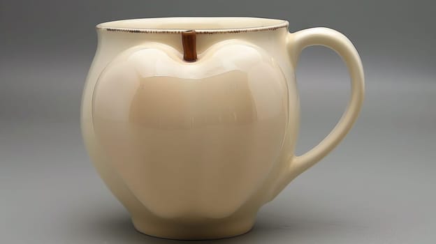 A white cup with a handle on the side of it