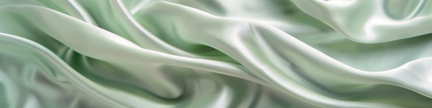 An elegant pastel green satin fabric as background or banner