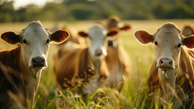 Cow farm, An image of cows in a meadow, Agriculture animal, organic farm.