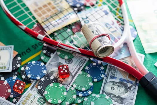Betting on a smartphone on the background of the casino. Bets, sports betting, bookmaker. High quality photo