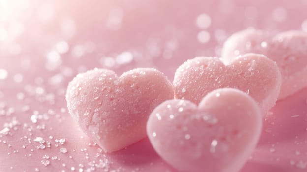 Lots of pink hearts on a pink background. valentine's day.