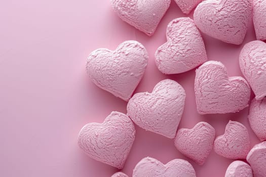 Lots of pink hearts on a pink background. valentine's day.