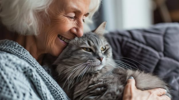 happy people at home with favorite pet , love and friendship of human and animal pragma