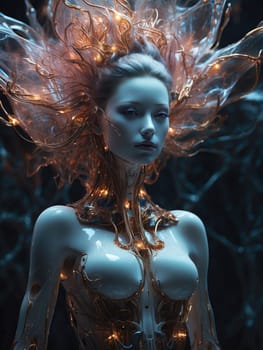 Mystical robot woman. AI generated