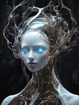 Mystical robot woman. AI generated