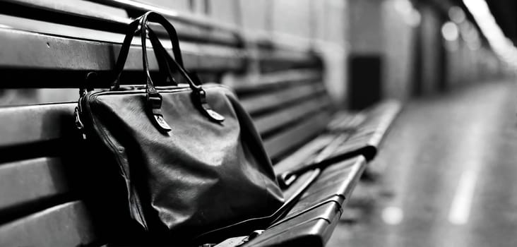 A bag forgotten on the subway. Generative AI. High quality photo