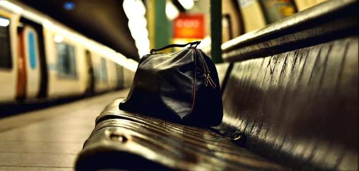 A bag forgotten on the subway. Generative AI. High quality photo