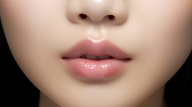 close up portrait of a woman lips skin care, ai