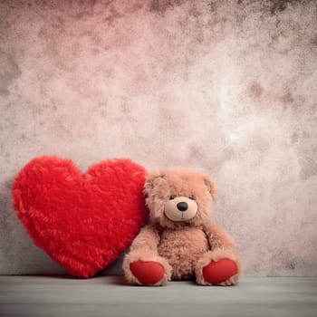 A teddy bear with red hearts symbolizing love and affection.