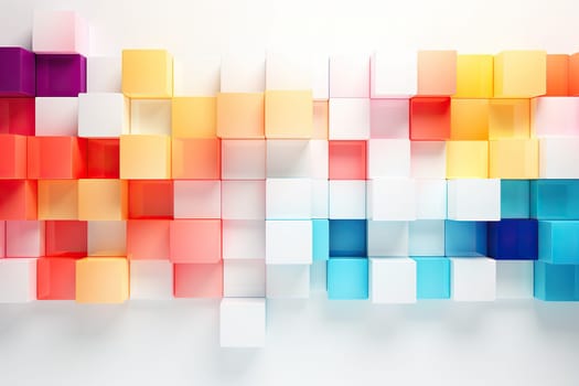 Abstract horizontal background with colored cubes.