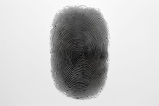 Fingerprint made with black ink isolated on a white background.
