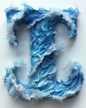 A blue and white paper letter floats on the sea, creating a visually striking image.