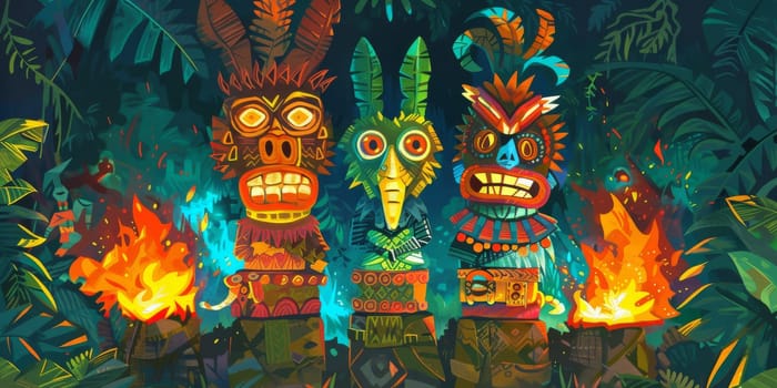 Shamanic totems during the shaman ritual