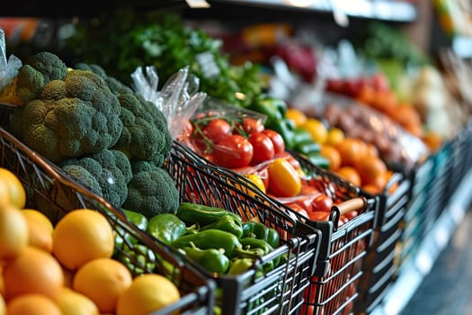 Vegetable counter in a supermarket close-up.
