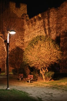 Journey through time and immerse yourself in the mystical allure of Thessaloniki's ancient city walls under the cloak of night