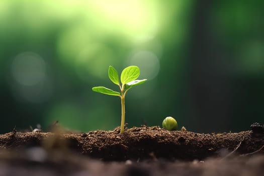Young plant emerging from soil, symbolizing growth and new beginnings.