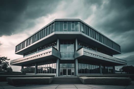 Modern building with dramatic sky, an architectural photography.