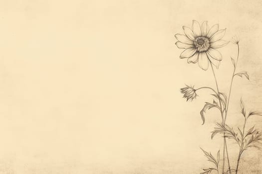 Vintage-style illustration of a single daisy on a plain background.