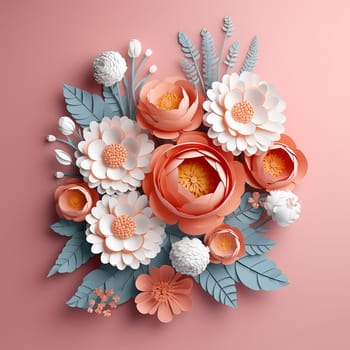A colorful arrangement of paper flowers in various stages of bloom.